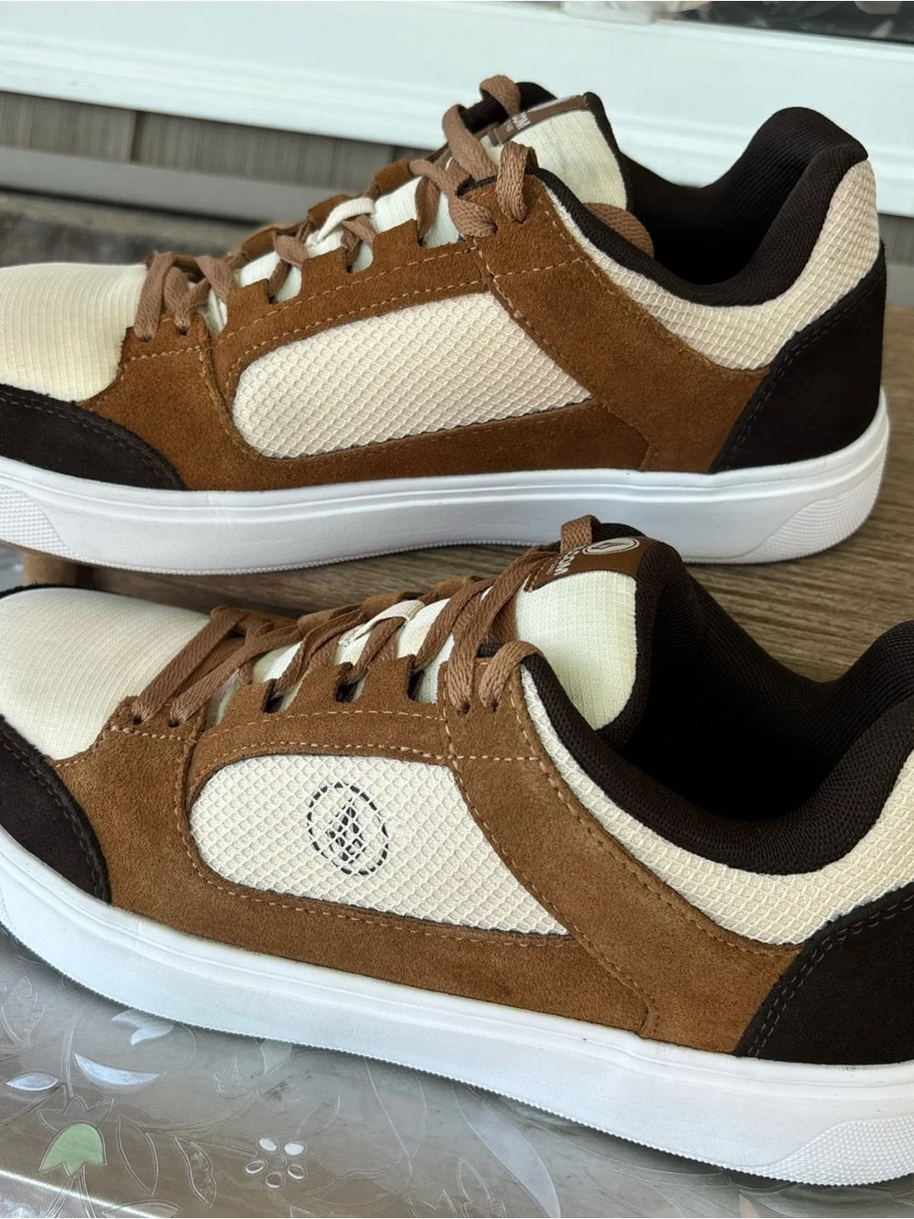 Volcom Men workwear Comp toe Sneakers in Brown and Cream with Dark Brown Accents